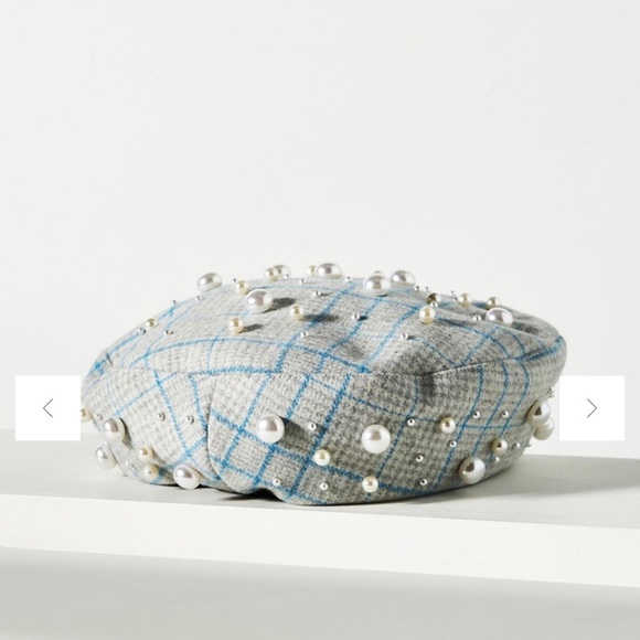 Lele SADOUGHI Embellished pearl plaid beret new without tags - Picture 3 of 8